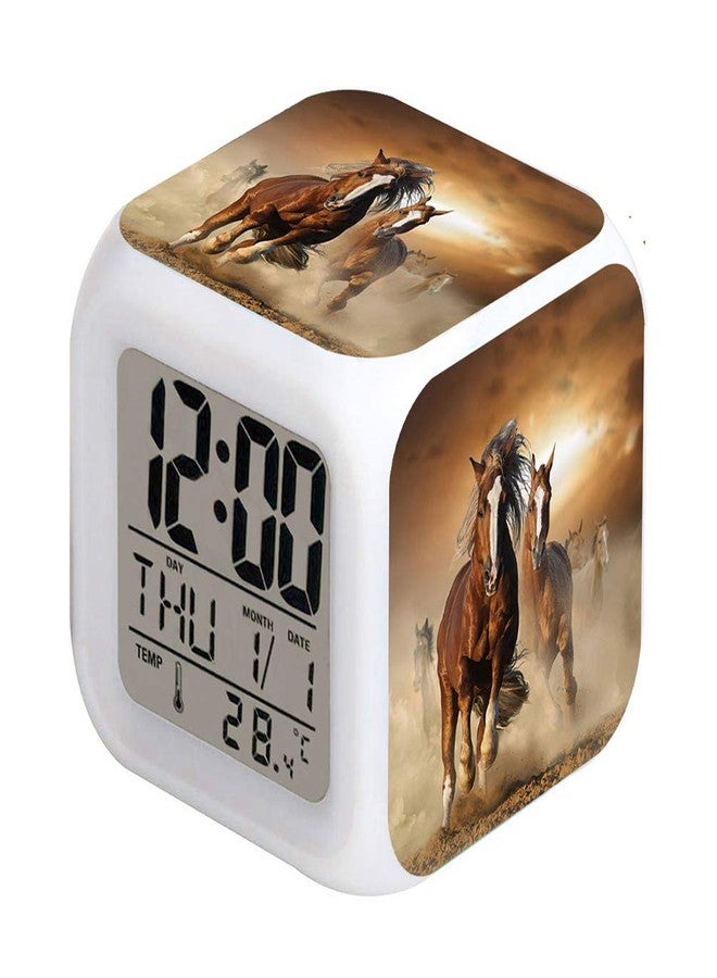 Cointone Led Alarm Clock Horse Design Creative Desk Table Clock Glowing Electronic Colorful Digital Alarm Clock for Unisex Adults Kids Toy Birthday Present - Image 2